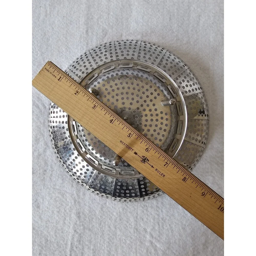 Vintage Metal Collapsible Vegetable Steamer Strainer Folding Basket with Legs